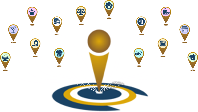 HERE! Opens an Excellent Opportunity for Local Companies to Be Successful HERE! NEIGHBRHOOD WEBSITE BRAND LOGO