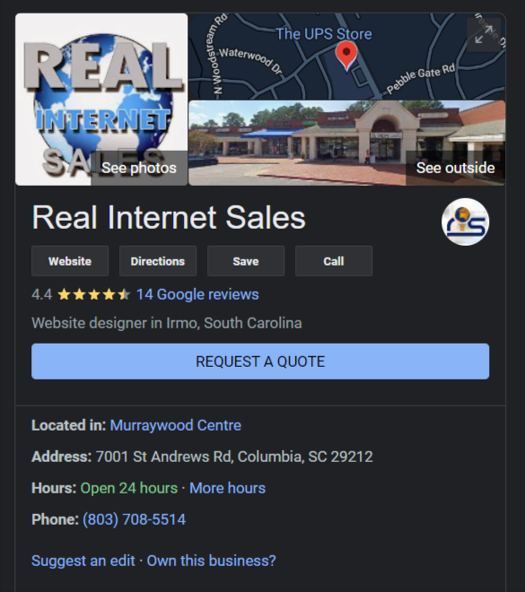 Real Internet Sales Google Business Profile