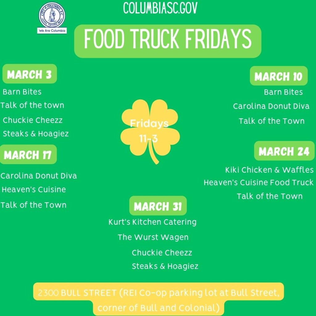 Food Truck Fridays in Columbia, SC: A Feast for Food Lovers and Businesses Alike LOCAL MARKETING OPPORTUNITY: FOOD TRUCK FRIDAYS IN COLUMBIA SC